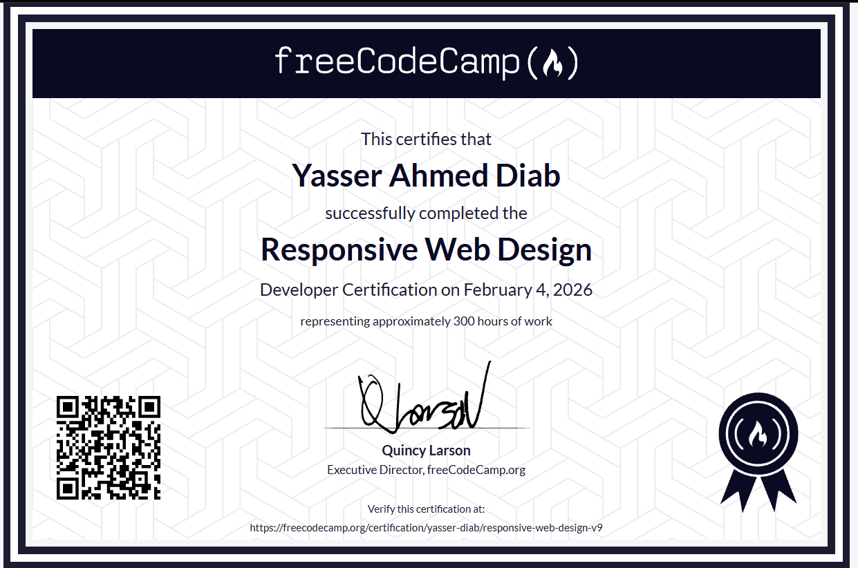 Responsive Web Design – freeCodeCamp certificate image